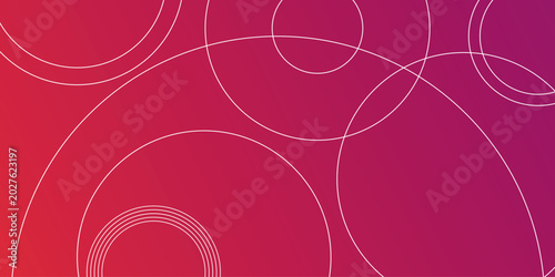 Bild auf Leinwand Pink and purple gradient background with minimalist circle line decoration
