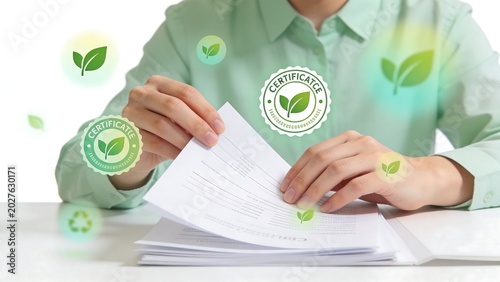 Obraz na płótnie Generative AI illustrating eco-friendly certification process