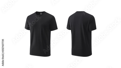 Fotografia Black long sleeve t-shirts front and back view flat lay Vector