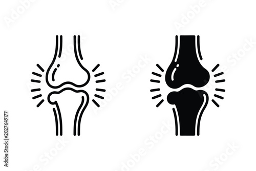 Foto Human joint pain icon set showing knee and elbow inflammation for orthopedic hea