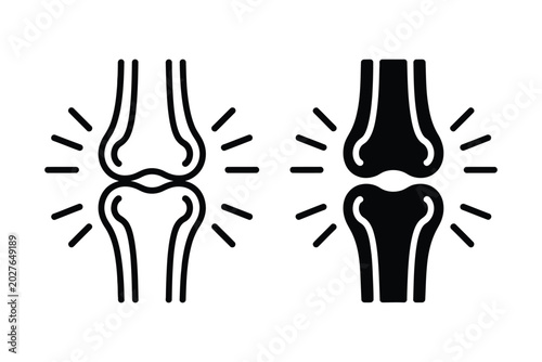 Human joint pain icon set depicting inflammation in knee elbow joints for medical orthopedic care arthritis symptoms treatment and anatomical healthcare visualization
