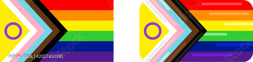 Tableau sur toile Inclusive progress pride flags, standard and rounded styles, symbols of diversit