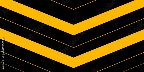 Abstract black wide horizontal banner background with arrows and angles, gray and yellow lines element. Modern simple creative design. eps10, web