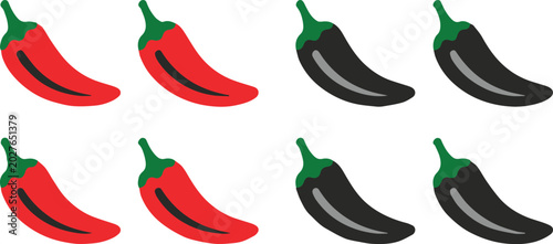 Photos chili pepper icon set flat vector red and black food graphic