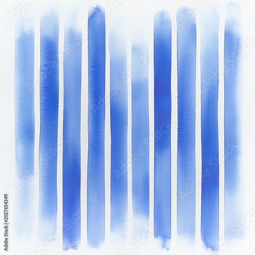 vertical blue watercolor stripes with soft blurred edges on white background, minimalist and calming
