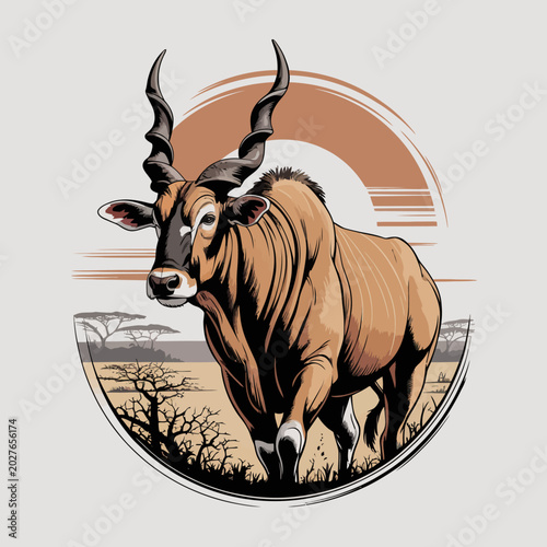 Tableau sur toile Sable Antelope with Large Horns Portrait.