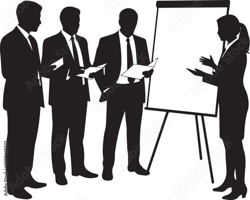 Business people in a meeting with flip chart presentation Vector