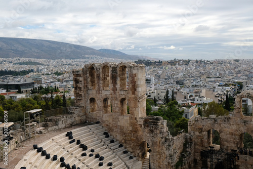 view of the ancient amphitheater near the Acropolis, Athens
