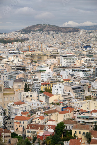 panorama of Athens from above and view of the hill