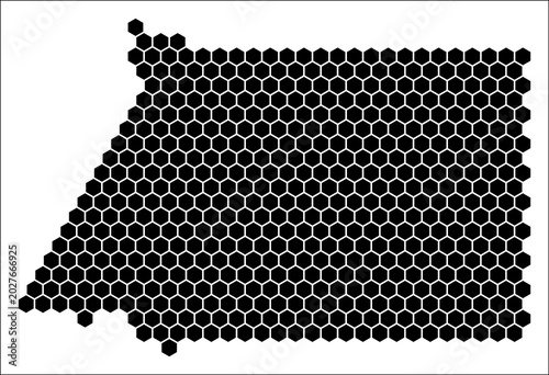 Bild auf Leinwand Equatorial Guinea simple black and white hexagon map shape template