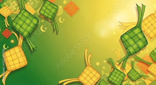 Ketupat decorations Ramadan festive background