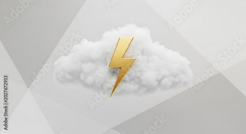 Lightning bolt on cloud with transparent background