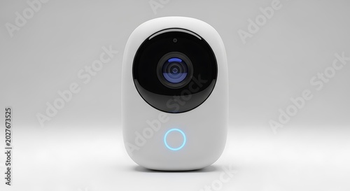 White security camera with blue light