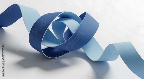 Blue ribbon flowing abstract shape