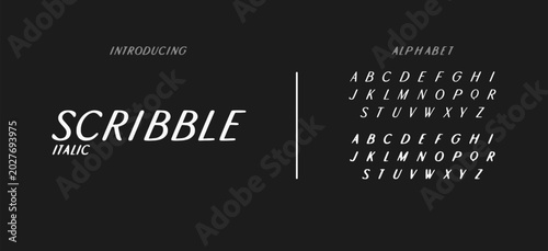 Tableau sur toile Minimalist Bold Italic Script Typography Layout, Clean White Text on Black Backg