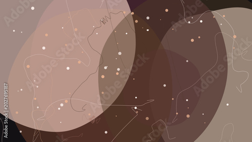 Abstract illustration with overlapping shapes and lines in earthy tones