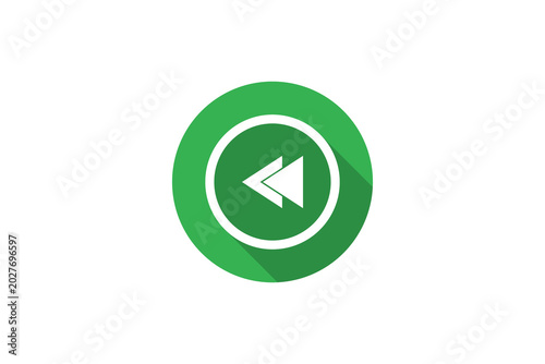 Green Rewind Icon Button With Double Arrow Inside Circular Media Navigation Symbol