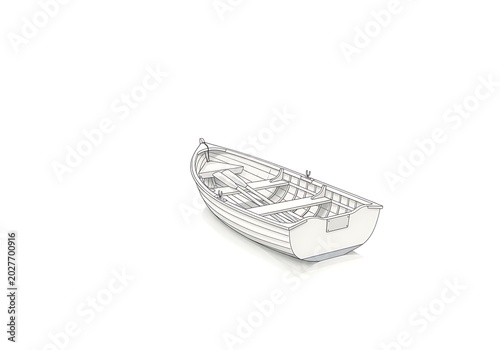 Minimalist illustration of a boat isolated on white background for design