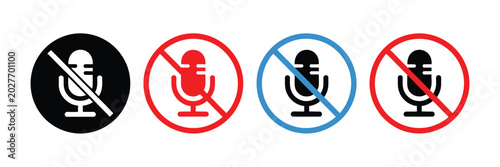 Fotografie No microphone icon featuring mic off symbol and voice mute button for digital communication interfaces