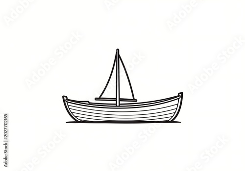 Minimalist sailboat illustration isolated on white for design elements