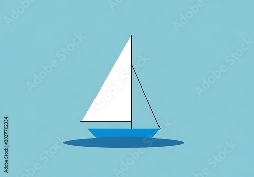 Minimalist sailboat illustration on a blue background sailing concept