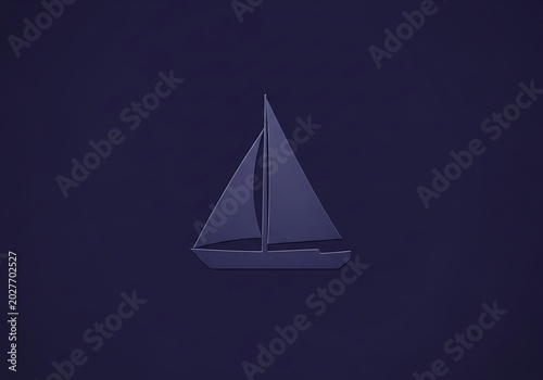 Minimalist sailboat illustration on a dark blue background suitable for design