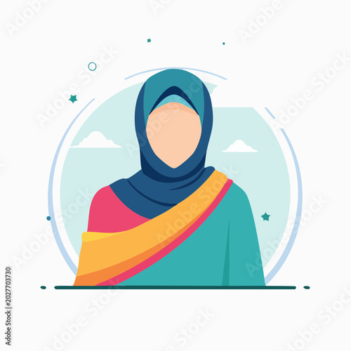 Woman Wearing Hijab and Saree