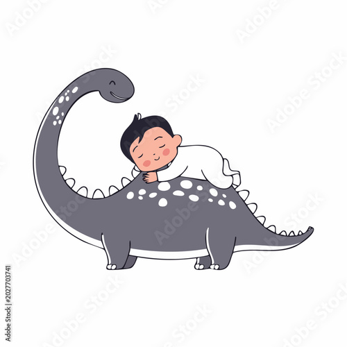 Baby Sleeping on Dinosaur