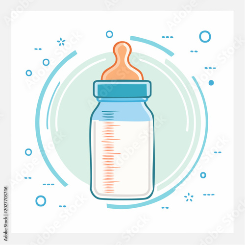 Baby bottle with milk illustration