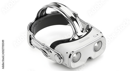 Futuristic White and Chrome VR AR Headset Isolated on White