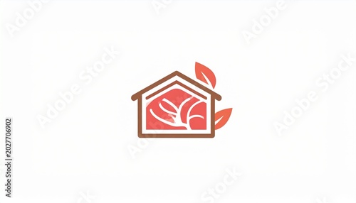 eco friendly house logo with leaf design