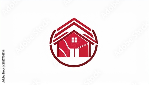 Red house logo in a circle