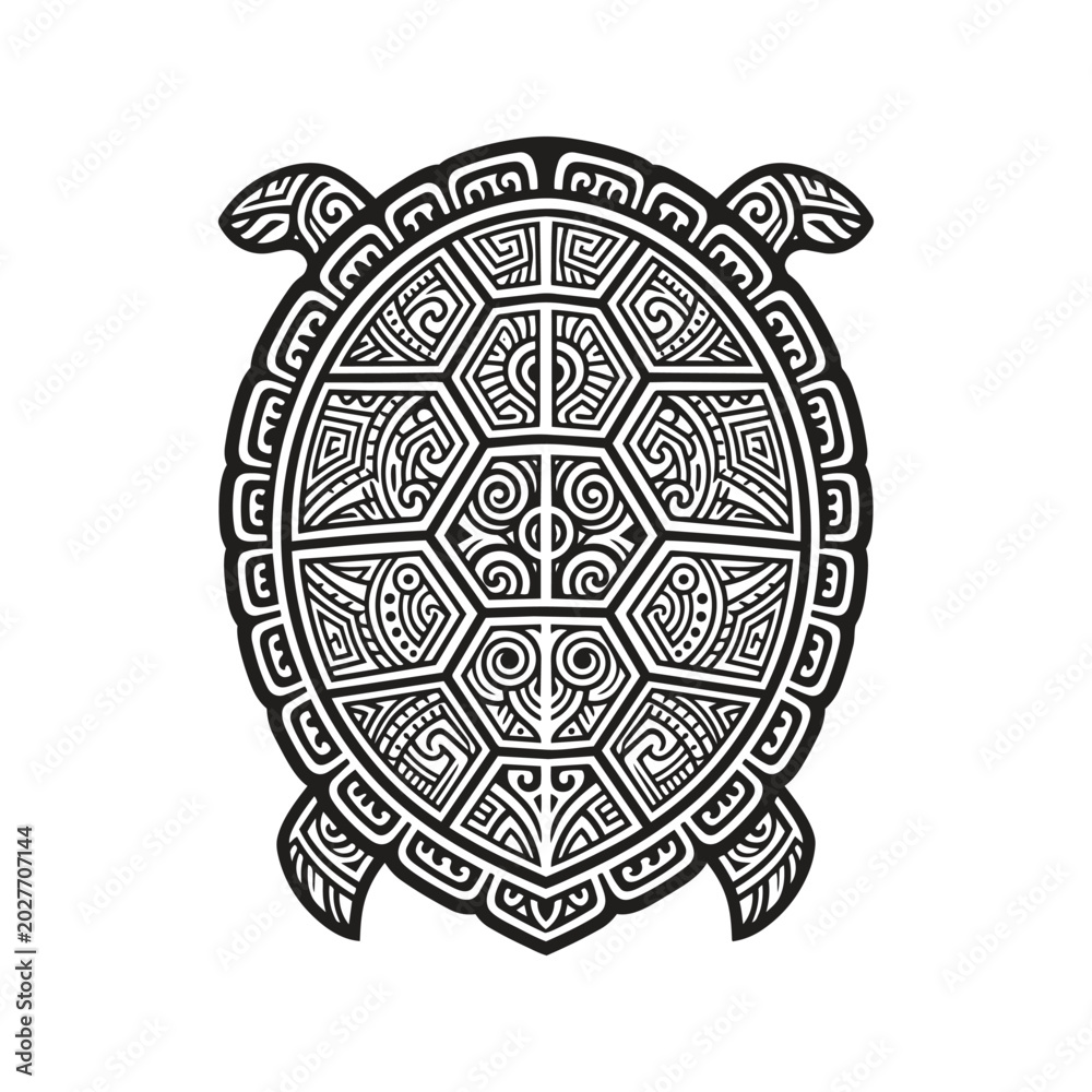 Fototapeta premium Intricate Geometric Turtle Illustration With Patterned Carapace.