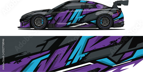 Purple Blue Black Car Racing Decal 1.
