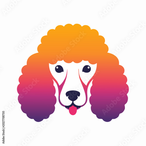 Stylized Poodle Dog Face with Gradient Colors