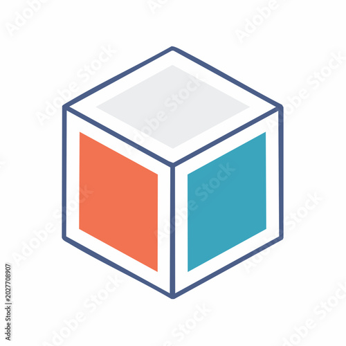Abstract 3D Cube Icon with Colored Faces