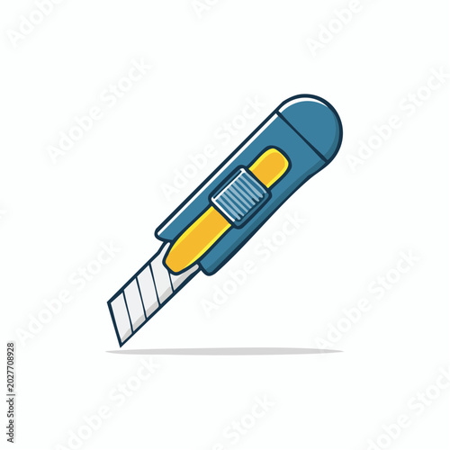 Blue and yellow utility knife illustration