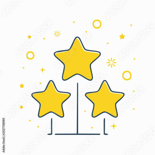 Three Yellow Stars on White Background