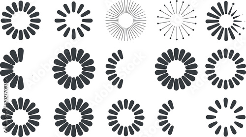 Bild auf Leinwand Monochrome Website Loading Progress Indicator Vector Icon Set Featuring Circular