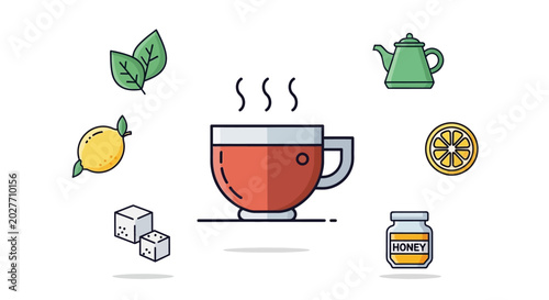 Foto Steaming Cup of Hot Tea Drink.