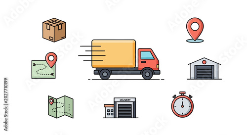Canvas Print Delivery truck with cargo box.