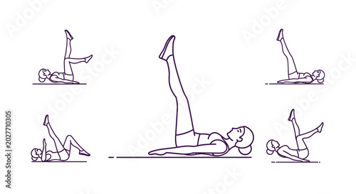 Foto Woman doing leg raise exercise variations.