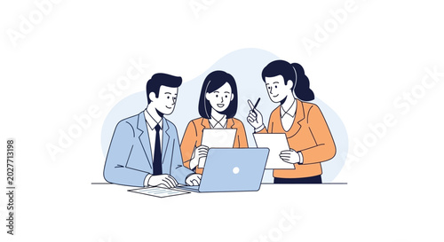 Business people working on laptop computer.