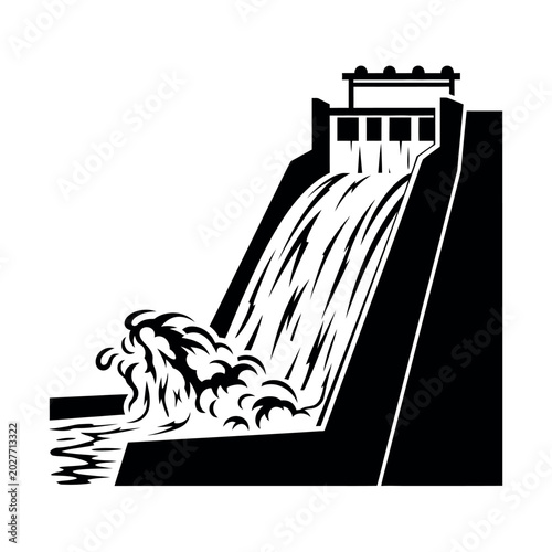 Φωτογραφία Water Flowing Down a Dam Spillway.