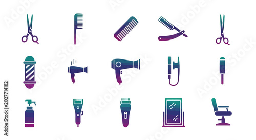 Schilderij op canvas Barber tools and equipment set.