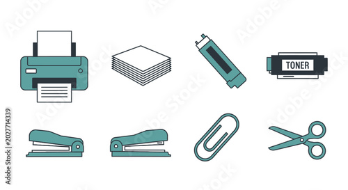 Tableau sur toile Office supplies on white background.