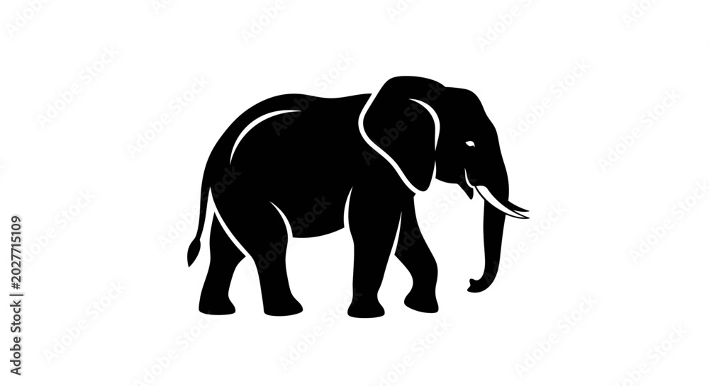 Fototapeta premium Majestic Elephant Silhouette Walking Gracefully.