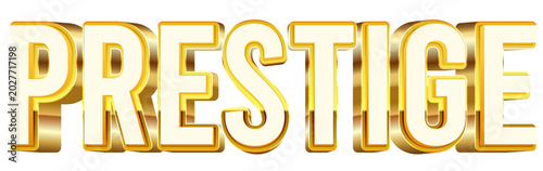 Prestige bold 3d text effect typography illustration with shiny glossy gold color theme