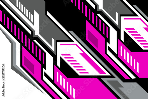 Slika na platnu Vibrant pink and gray geometric shapes dominate the frame