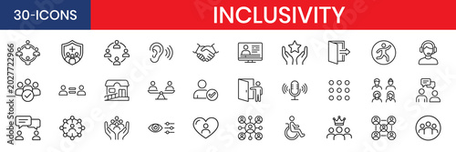Inclusivity Diversity and Representation Thin Line Icon Set